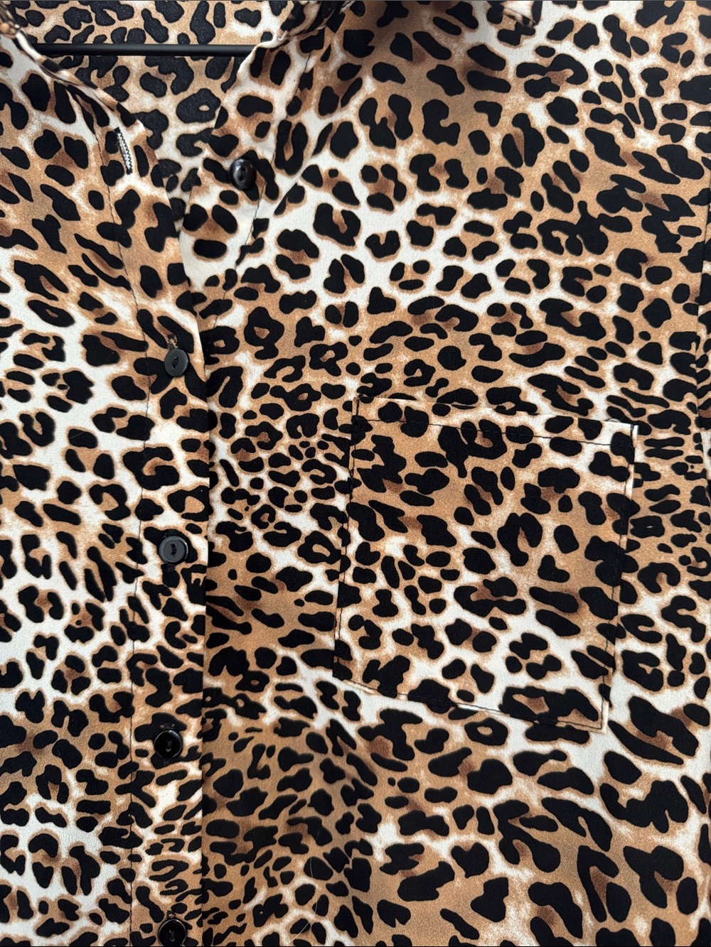 SHEIN Brown Black Leopard Print Button-Up Blouse N0157 - Picture 4 of 4